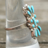 Vintage Sterling Turquoise Cluster Ring 8.5