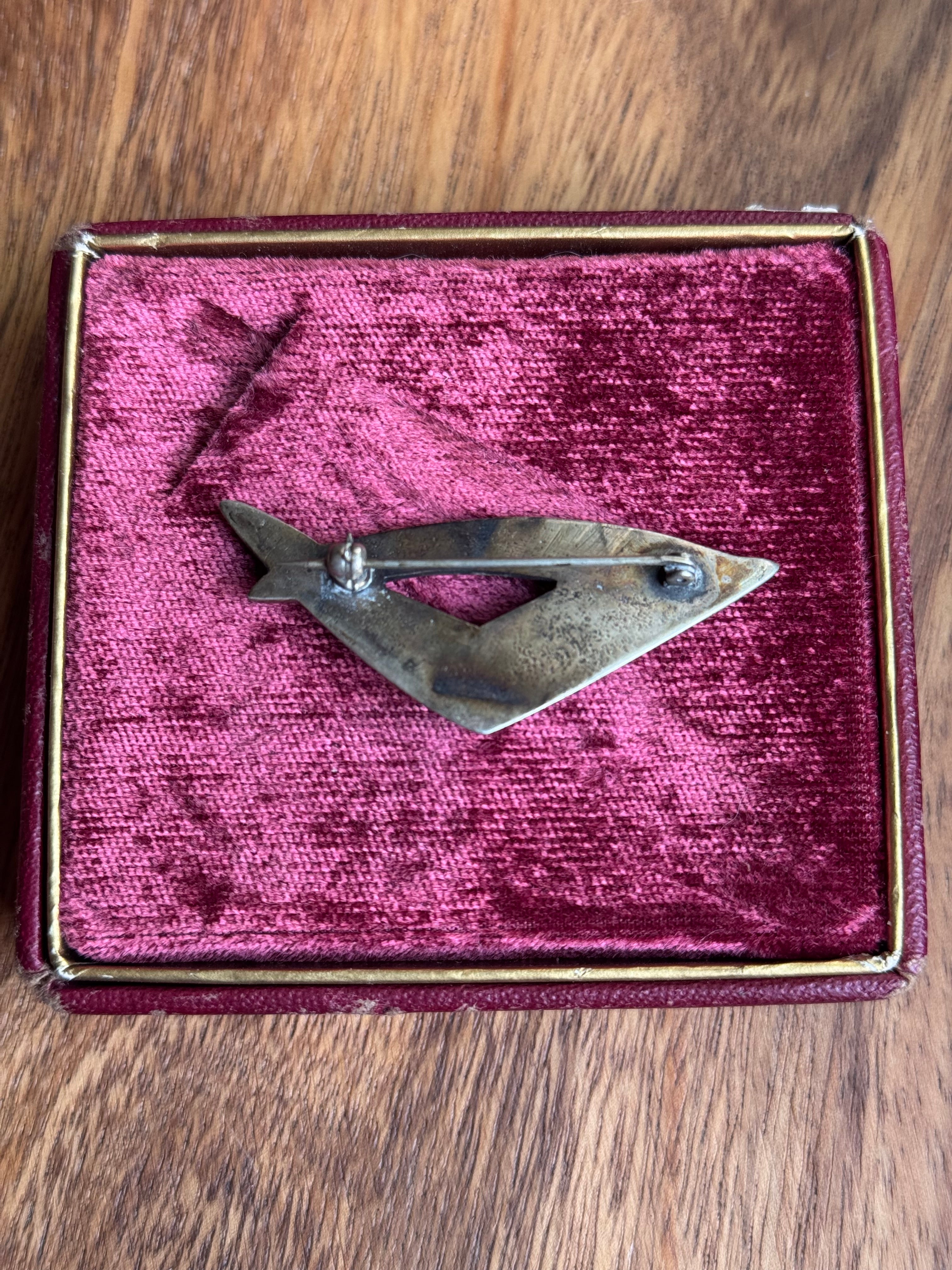 Vintage Sterling Silver Turquoise Modernist Pin