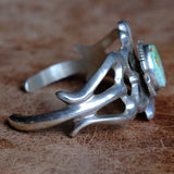 Vintage Sterling King Manassa Turquoise Sandcast Cuff Begay