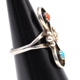 Vintage Sterling Turquoise and Coral Ring 5.5