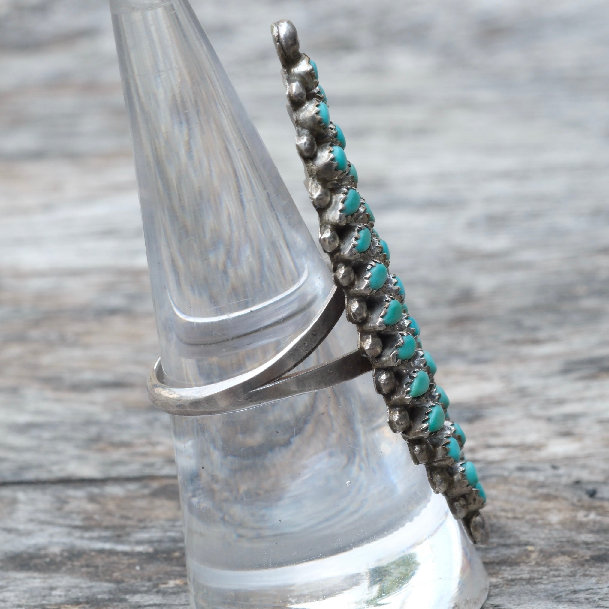 Huge Vintage Sterling Turquoise Cluster Ring 7.25