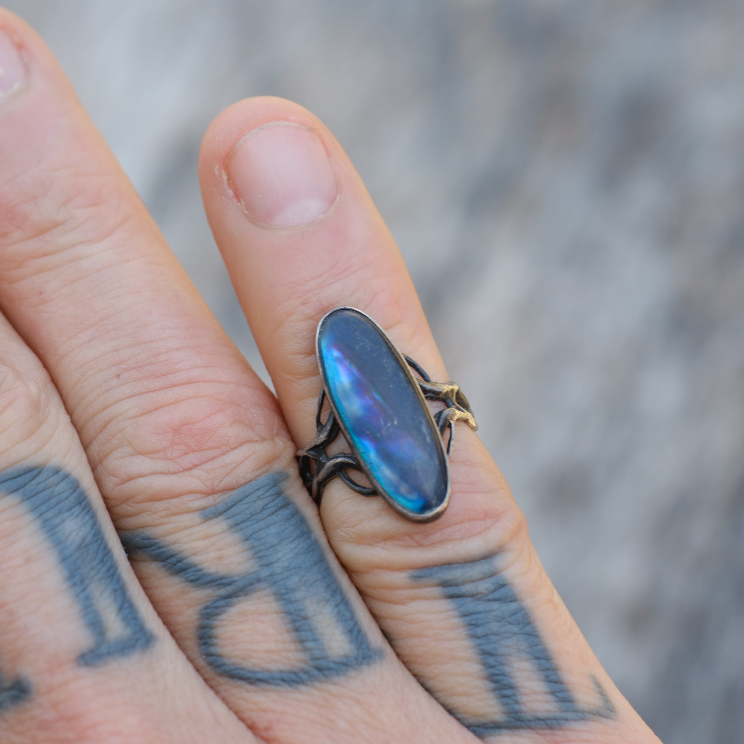 Vintage Sterling Resin Ring 4.25