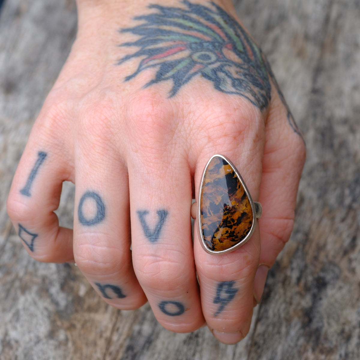 Vintage Sterling Jasper Ring 9