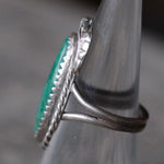 Vintage Sterling Turquoise Feather Ring 4.5