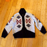 Vintage Cowichan Chunky Handknit Cardigan Sweater Large