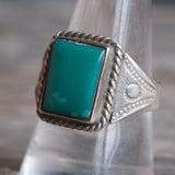 Vintage Sterling Turquoise Stamped Band Ring 9.75
