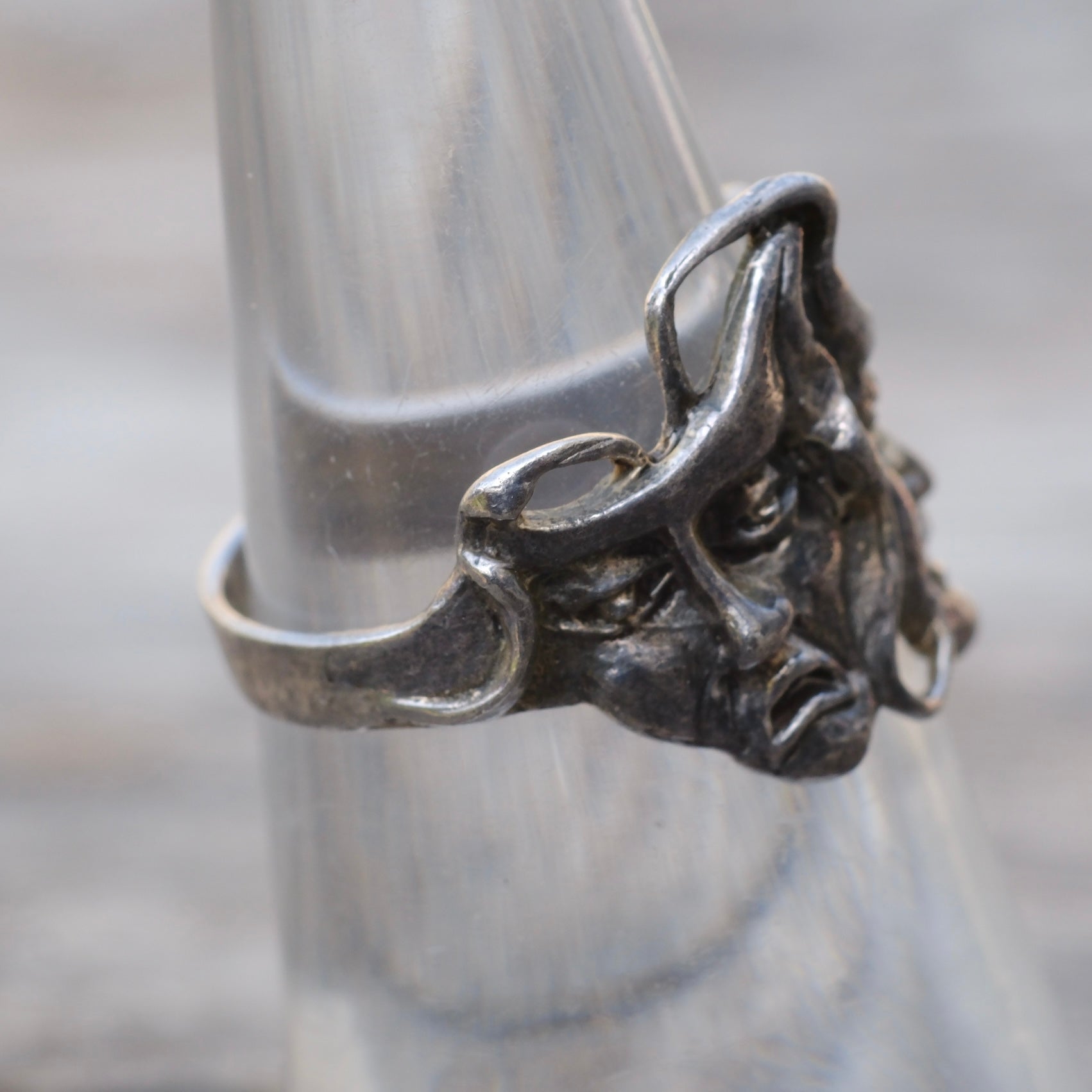 Vintage Sterling Comedy Tragedy Mask Ring 6