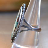 Vintage Sterling Multistone Inlay Ring 8.25