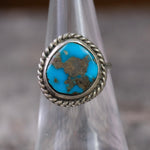 Vintage Sterling Turquoise Roper Ring 6