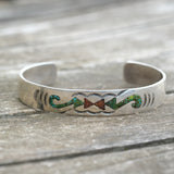 Vintage Sterling Turquoise and Coral Inlay Cuff
