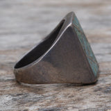 Vintage Sterling Crushed Turquoise Inlay Ring 10.25
