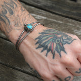 Vintage STerling Turquoise Feather Cuff