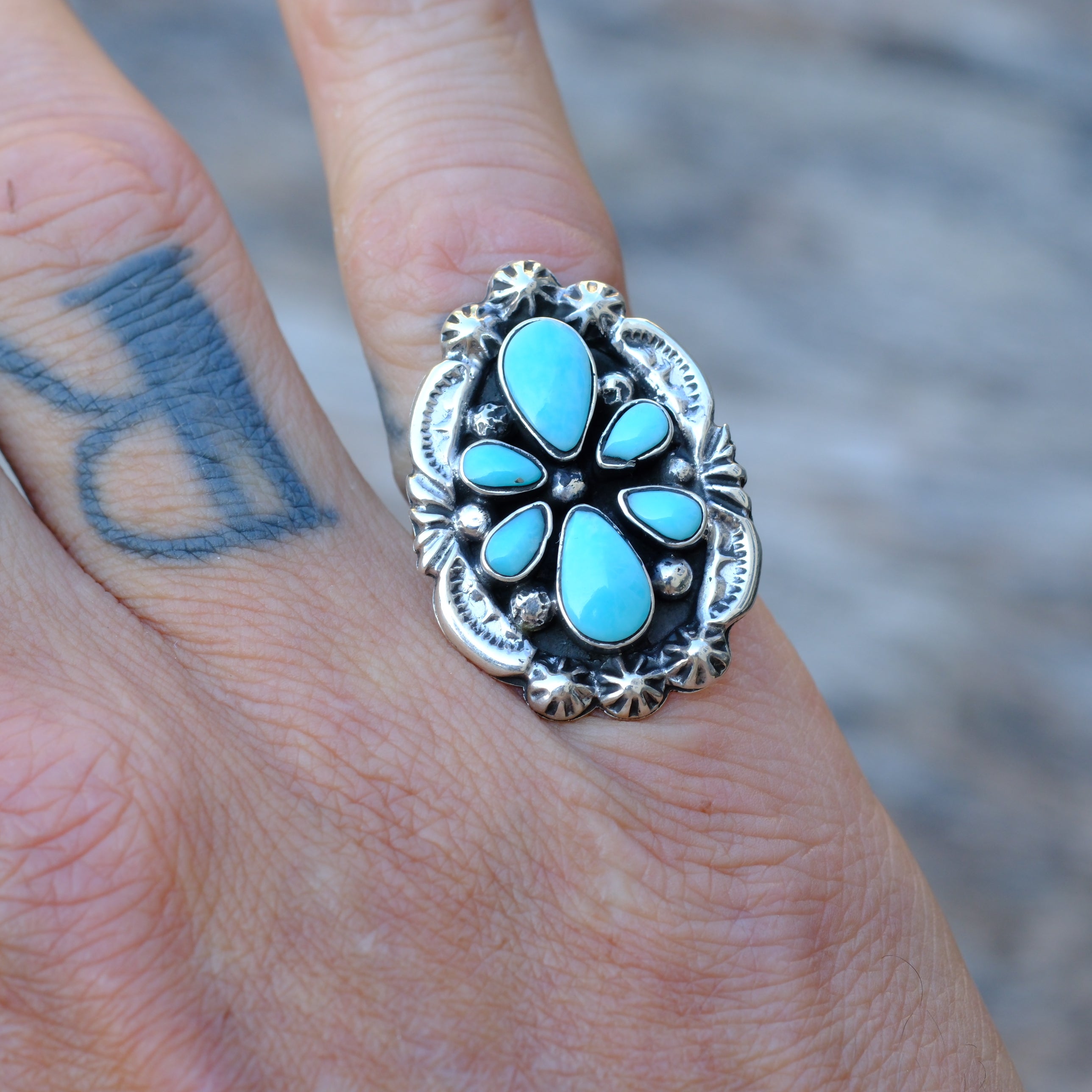 Vintage Sterling Turquoise Ring 6