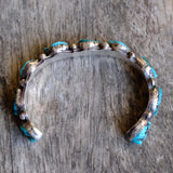 Vintage Sterling 9-Stone Turquoise Cuff Bracelet