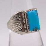 Vintage Sterling Turquoise Stamped Band Ring 8.5