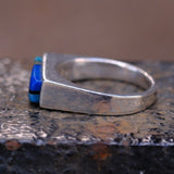 Vintage Sterling Multi Stone Inlay Band 4.5