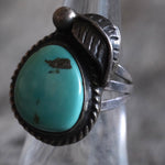 Vintage Sterling Turquoise Feather Ring 6.25