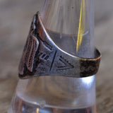 Vintage Sterling Early Thunderbird Cigar Band Ring 9.75