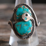 Vintage Sterling Turquoise Snake Ring 10.5