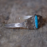 Vintage Sterling Turquoise Thunderbird Cuff Bracelet 6"