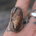 Vintage Sterling Jasper Feather Ring 7