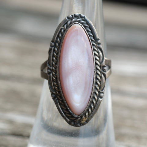 Vintage Sterling Mother Of Pearl Ring 6.25