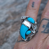 Vintage STerling Turquoise Claw Ring 6.5