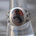 Vintage Sterling Agate Stamped Arrows Ring 9