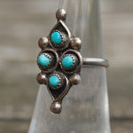 Vintage Sterling Turquoise Cluster Ring 5.25