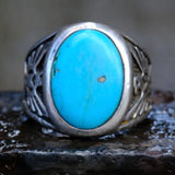 Vintage Sterling Turquoise Thunderbird Ring 9.75