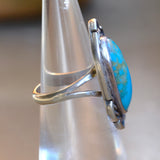Vintage Sterling Turquoise Roper Ring 4.75