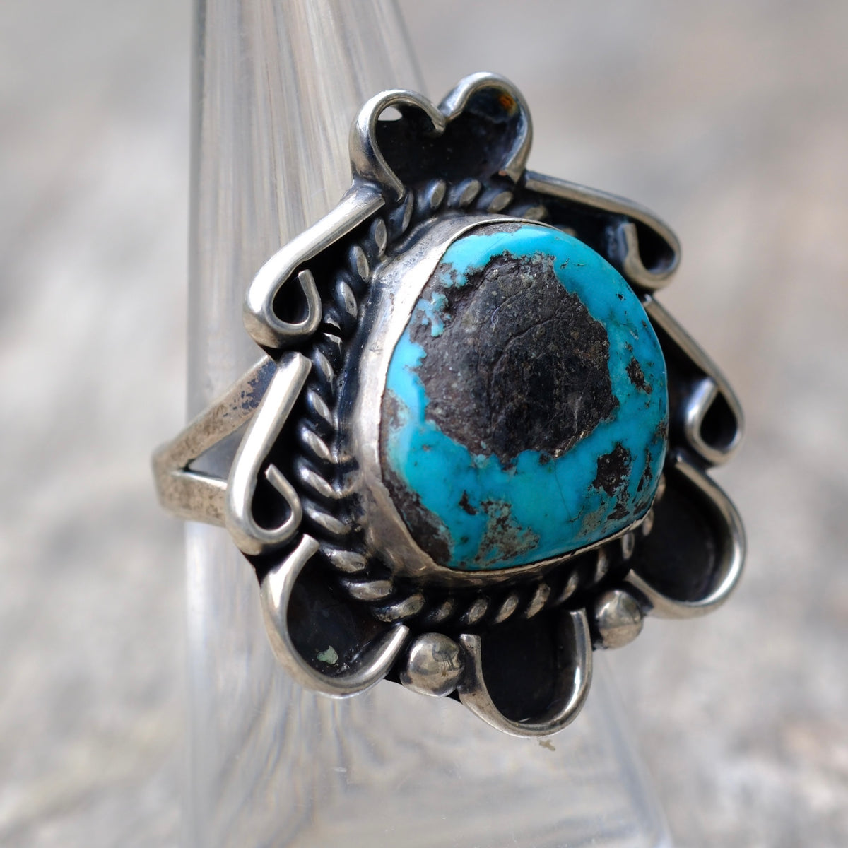 Vintage Sterling Turquoise Ring 6.5