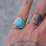 Vintage Sterling Turquoise Stamped Arrows Ring 7.5