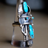 HUGE Vintage Sterling Turquoise Kachina Ring 7.75