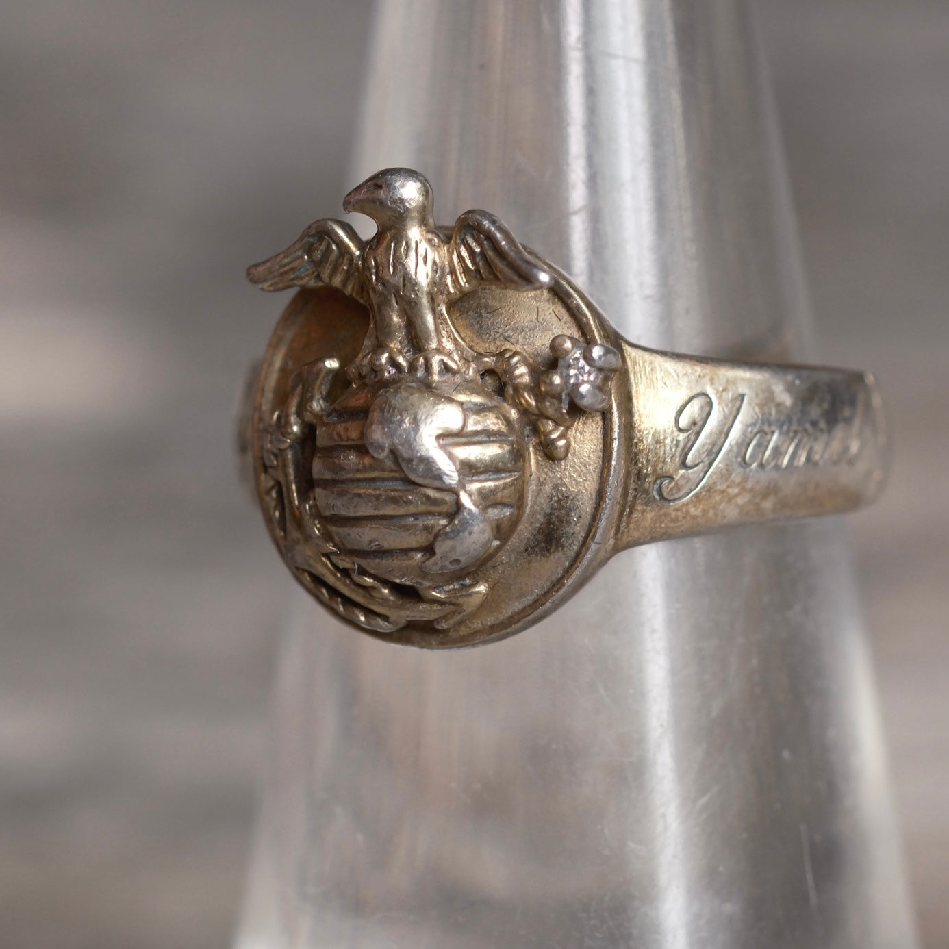 Vintage Sterling Silver Military Ring 5.75