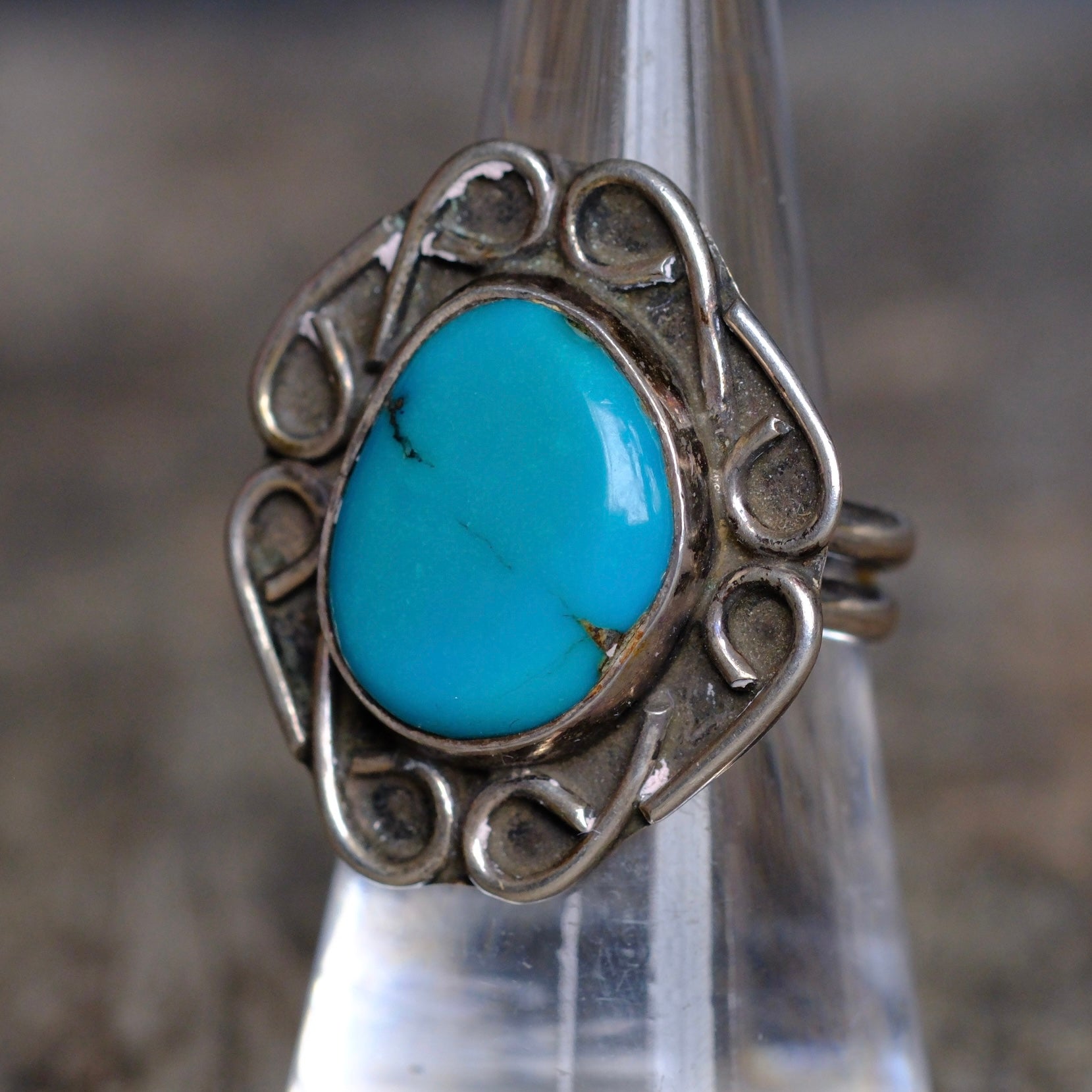 Vintage Sterling Turquoise Ring 6.5