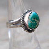 Vintage Sterling Turquoise Roper Ring 6