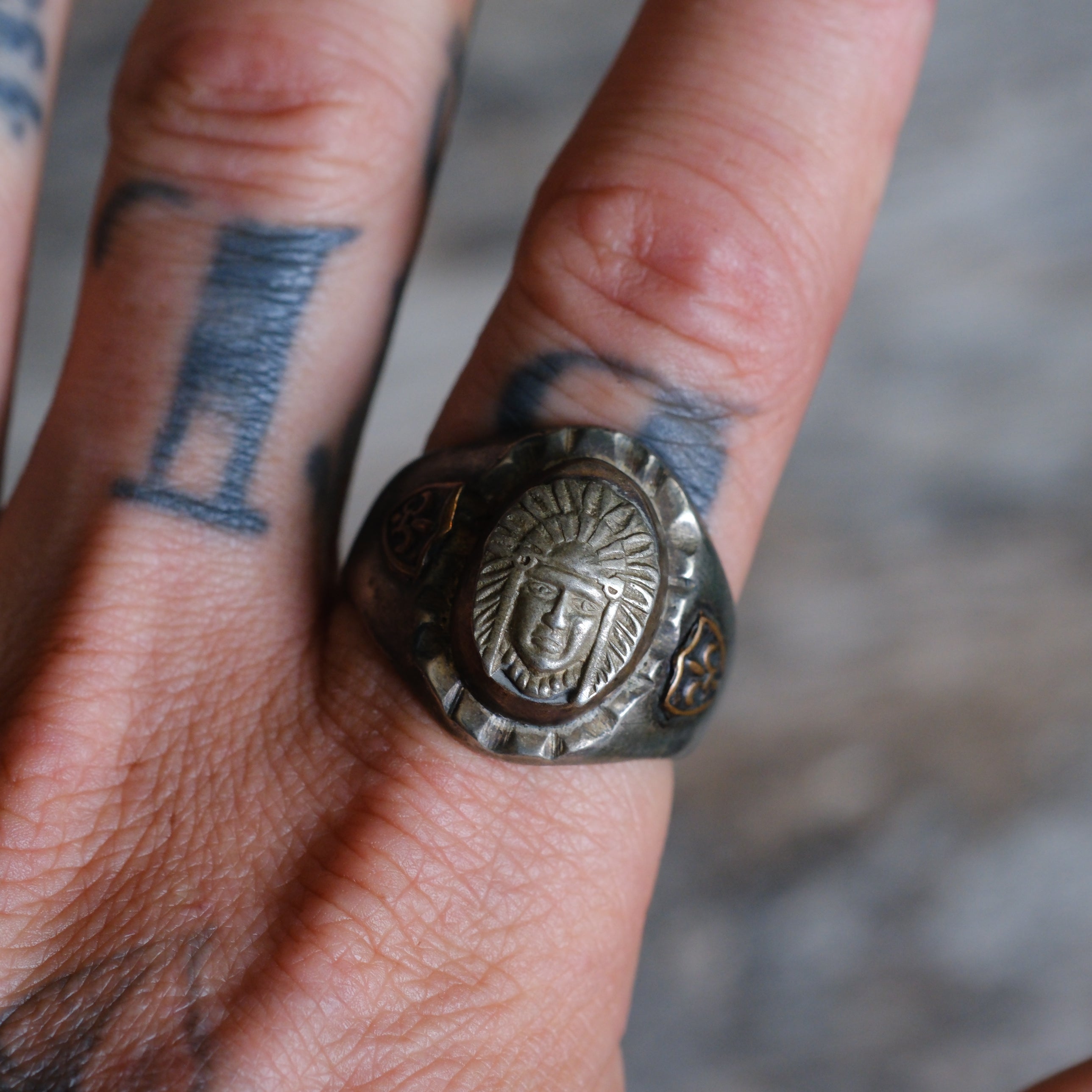 Vintage Mexican Biker Souvenir Big Chief Ring 12.25
