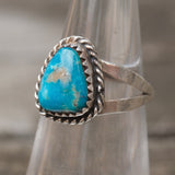 Vintage Sterling Turquoise Roper Ring 5
