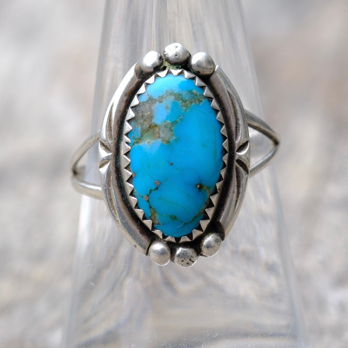Vintage Sterling Turquoise Ring 7.5