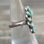 Vintage Sterling Turquoise Cluster Ring 5.5