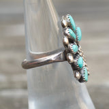 Vintage Sterling Turquoise Cluster Ring 5.5