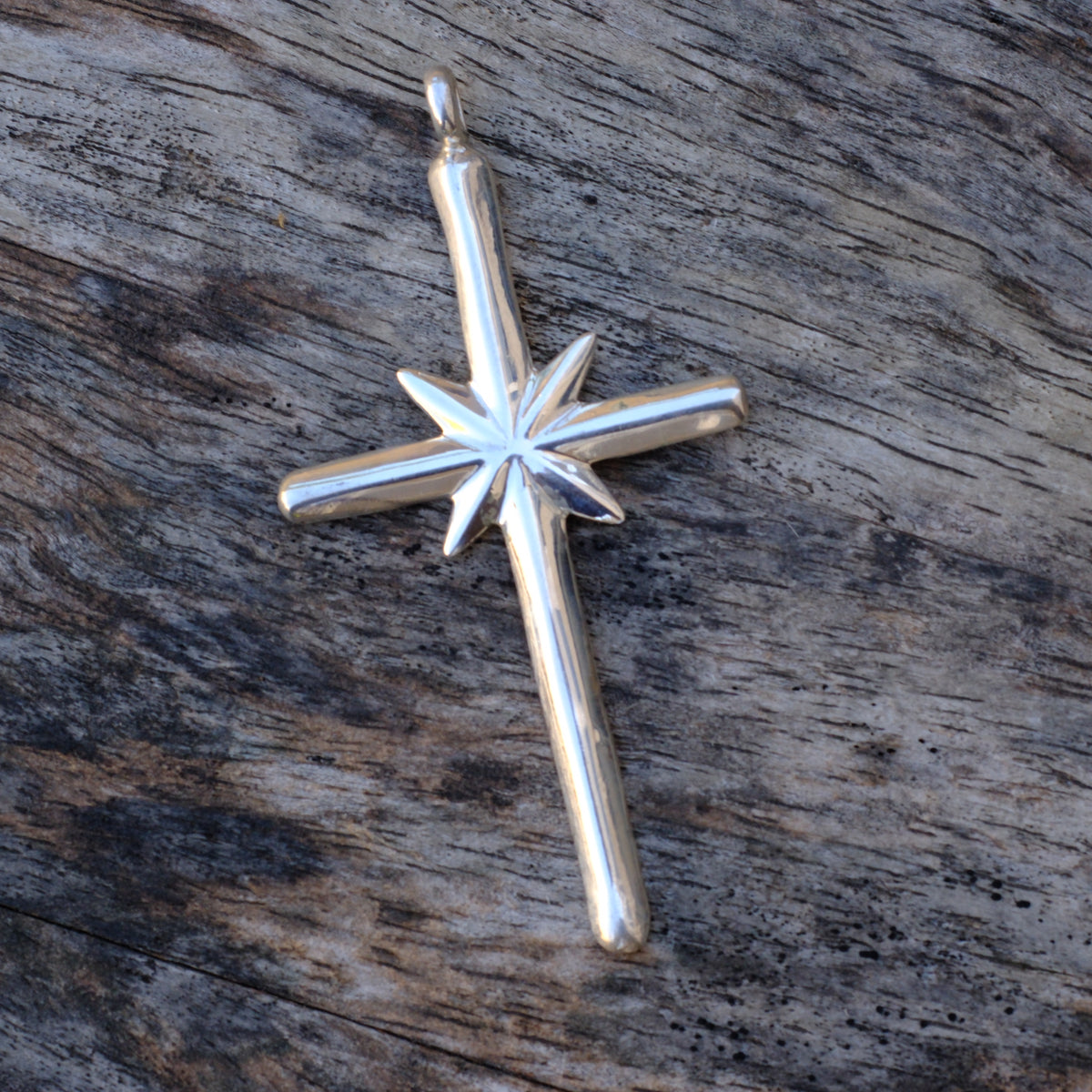 Vintage Sterling Silver Sand Cast Cross Pendant