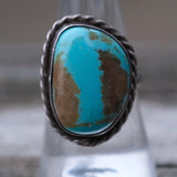 Vintage Sterling Turquoise Roper Ring 8.5