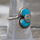 Vintage Sterling Effie Turquoise Snake Ring 7