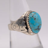 Vintage Sterling Turquoise Stamped Band Ring 8.25