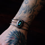 Vintage Sterling Turquoise Shadowbox Cuff Bracelet