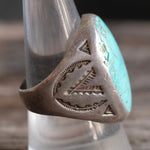 Vintage Sterling Turquoise V for Victory Ring 10