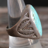 Vintage Sterling Turquoise V for Victory Ring 10