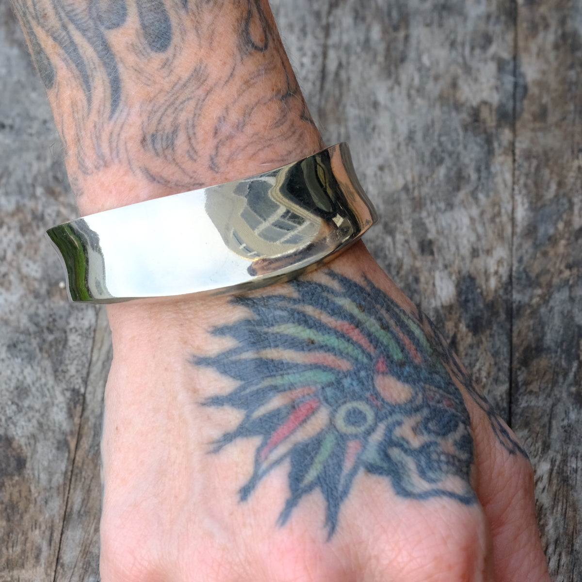 Vintage Sterling Silver Wide Cuff Bracelet
